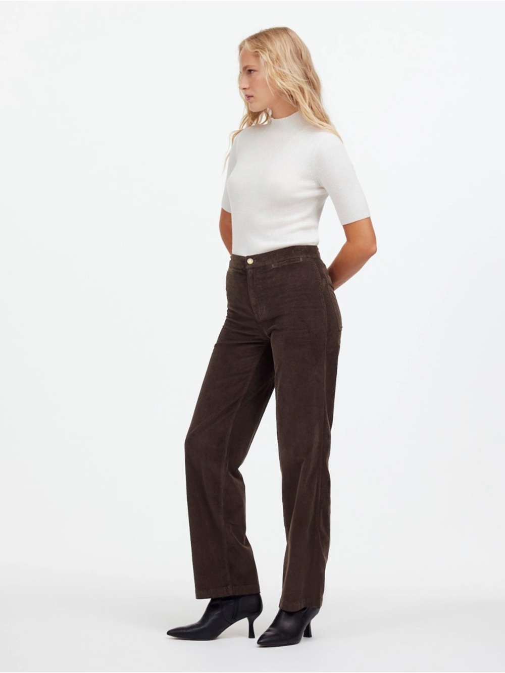 Madewell Emmett corduroy wide leg pants in dark carob size 28P